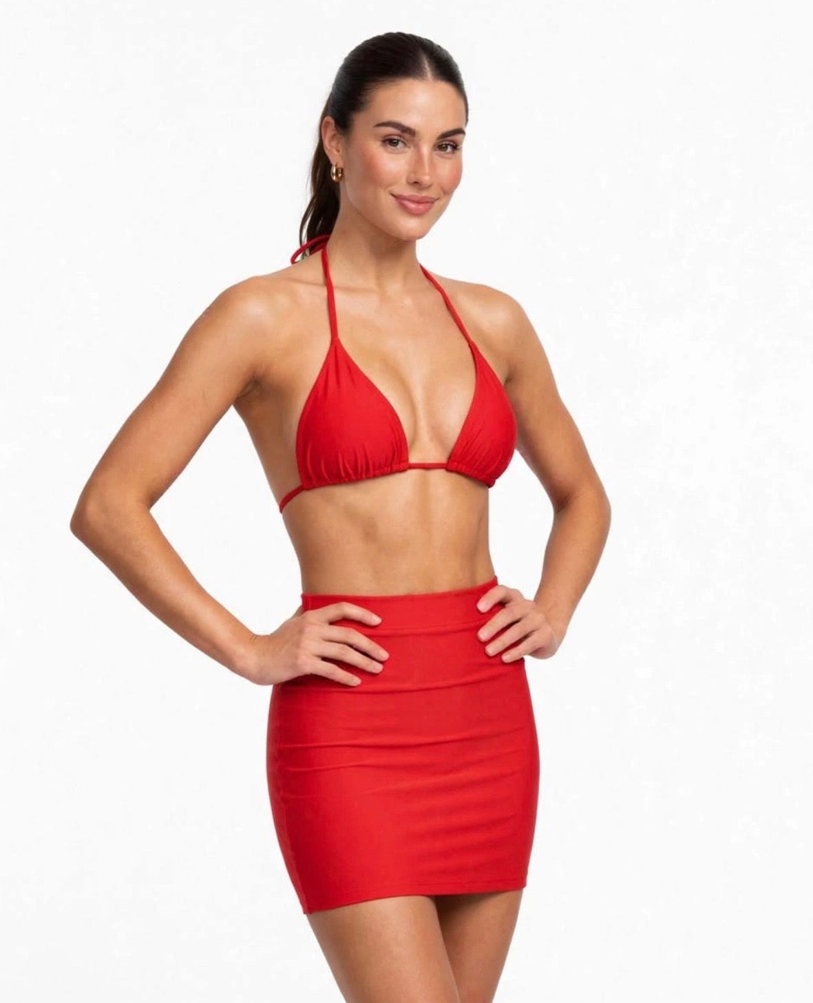 Top Basic + Falda Miami Rojo