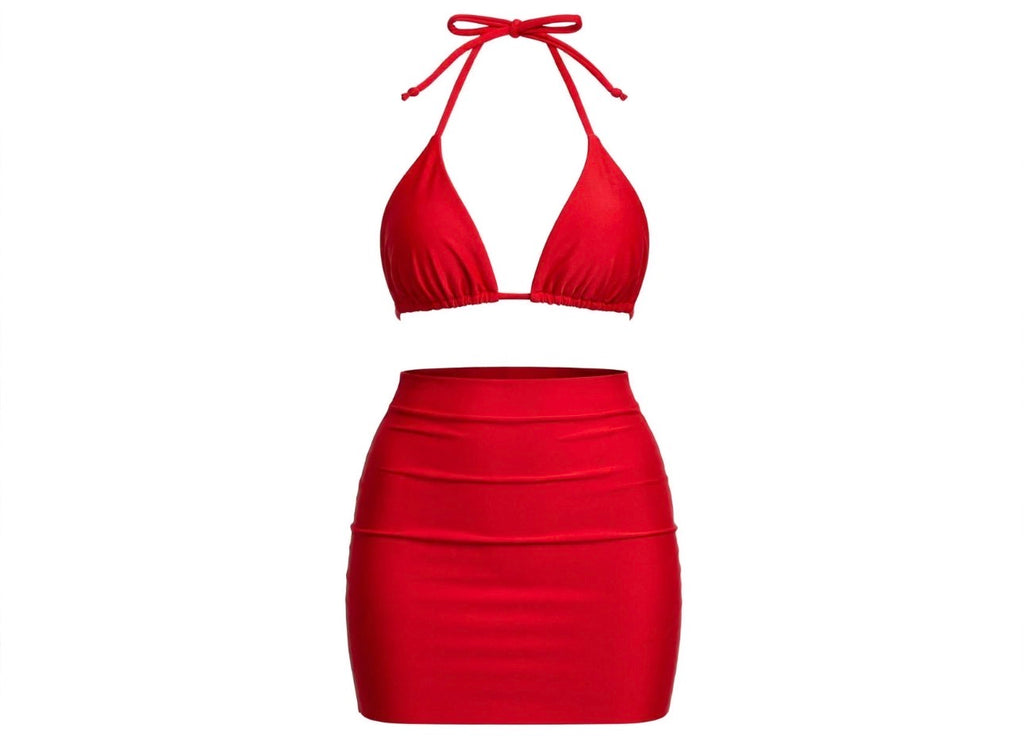 Top Basic + Falda Miami Rojo